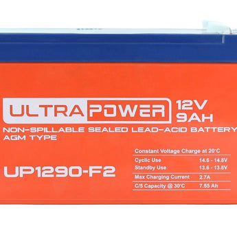 UltraPower UP1290F2 9Ah 12V Rechargeable Sealed Lead Acid (SLA) Battery - F2 Terminal