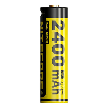 Nitecore NH2400 AA 2400mAh / 3600mWh 1.5V Rechargeable Protected Lithium-Ion Button Top Battery Kit - Includes 4 x AA Batteries and 1 x USB-C Charging Cable