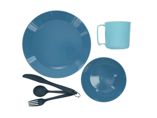 Ultimate Survival Technologies PackWare Dish Set - Includes Plate, Bowl, Cup, Fork, Knife and Spoon for Camping - Orange