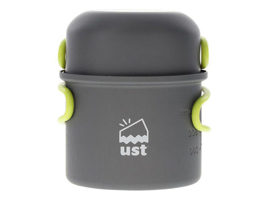 Ultimate Survival Technologies Solo Cook Kit - Hard Anodized Aluminum - Includes Pot with Lid / Frying Pan - Silicone Handles