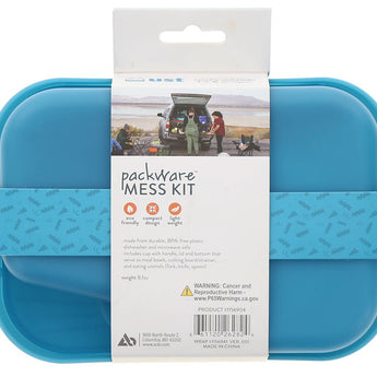 Ultimate Survival Technologies PackWare Mess Kit - Includes Cup, Cutting Board / Strainer, Eating Utensils and Storage Container / Bowls - Orange