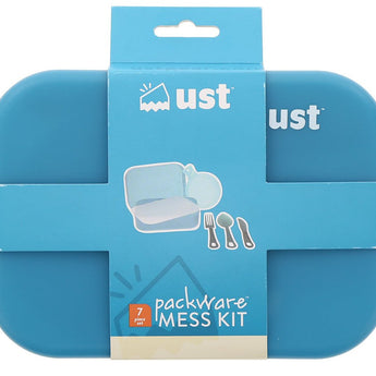 Ultimate Survival Technologies PackWare Mess Kit - Includes Cup, Cutting Board / Strainer, Eating Utensils and Storage Container / Bowls - Orange