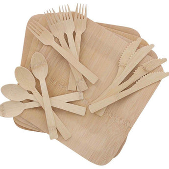 Ultimate Survival Technologies Bamboo Dinner Set with Utensils - 12 Piece Set