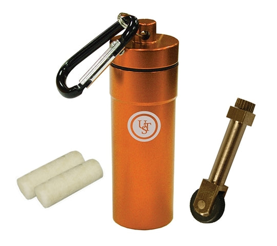 Ultimate Survival Technologies Stoke Kit / Fire Starter - Includes Flints and Tinder Pieces - Orange (20-02031-02)