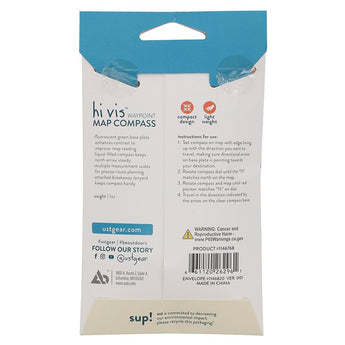 Ultimate Survival Technologies Hi Vis Waypoint Map Compass with Measuring Scales and Breakaway Lanyard