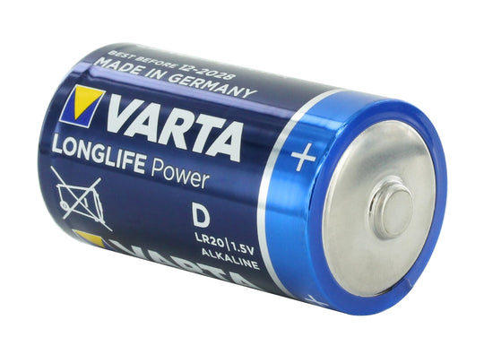 Varta Long Life Power D 1.5V Alkaline Button Top Batteries - Retail Packaging, Sold Individually