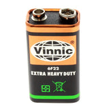Vinnic ER6F22MSG 9V 330mAh Extra Heavy Duty Battery with Snap Connector - 1pc Shrink Wrap