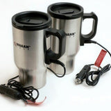 Wagan 2227-1 12V Ceramic Heated Travel Mugs - Pair - (Silver) in Color Box