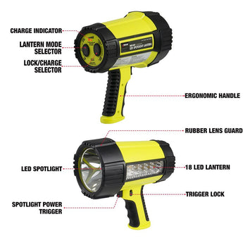 Wagan Brite-Nite 2 Million LED Rechargeable Spotlight Lantern - 600 Lumens - Includes 3.7V 1800mAh Li-ion Battery Pack