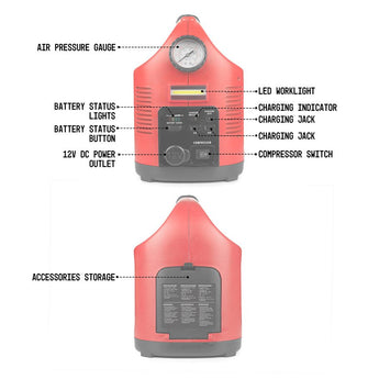 Wagan JumpBoost V10 Air - Jump Starter with 150 PSI Air Compressor and 60 Lumen LED