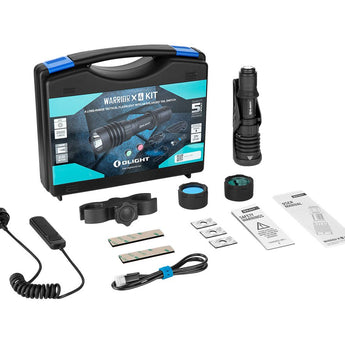 Olight Warrior X 4 Rechargeable LED Flashlight Kit - 2600 Lumens - Includes 1 x 21700, 2 x Filters and Weapon Mount - Matte Black