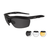 Wiley X Guard Changeable Sunglasses Rx Ready with High Velocity Protection - Matte Black Frame with Smoke Grey - Clear - Light Rust Lens Kit (4006)