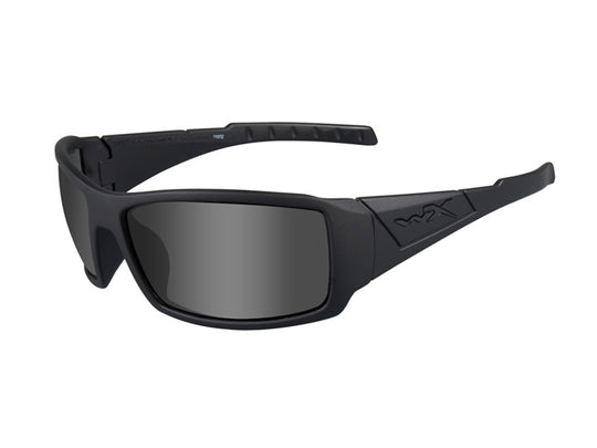 Wiley X WX Twisted Street Sunglasses Rx Ready with High Velocity Protection - Black Ops Matte Black Frame with Smoke Grey Lenses (SSTWI01)