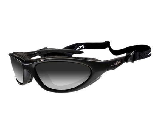Wiley X Blink Climate Control Sunglasses Rx Ready with High Velocity Protection - Metallic Black Frame with LA Light Adjusting Smoke Grey Lenses (556)