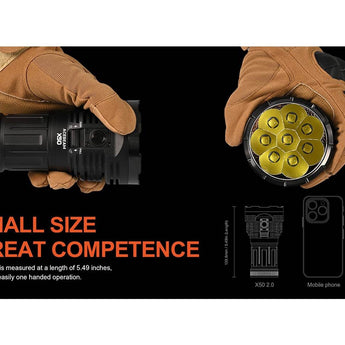 Acebeam X50 2.0 High Intensity USB-C Rechargeable Handheld Searchlight - 45000 Lumens - Uses Built-In 10.8V 4250mAh Li-ion Battery Pack - Cool or Neutral White LEDs