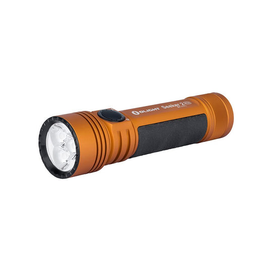 Olight Seeker 2 Pro Rechargeable LED Flashlight - 3 x CREE XP-L - 3200 Lumens - Includes 1 x 5000mAh 21700 - Orange