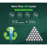 XTAR 14500 1200mAh 3.7V Protected 2.8A Lithium Ion (Li-ion) Button Top Battery