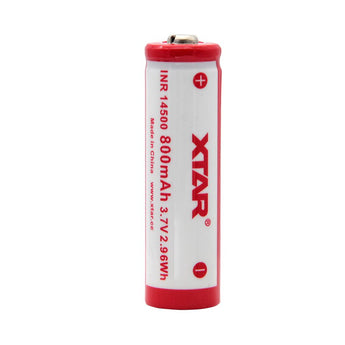 XTAR INR 14500 800mAh 3.7V Unprotected Lithium Ion (Li-ion) Button Top Battery - Boxed