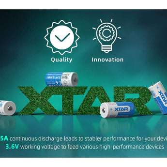 XTAR RCR123A / 16340 850mAh 3.6V Protected Lithium Ion (Li-ion) Button Top Battery - Boxed