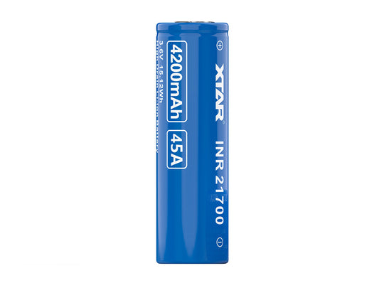 XTAR Molicel INR 21700 4200mAh 3.6V Unprotected High-Drain 45A Lithium Ion (Li-ion) Flat Top Battery