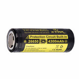 Xtar 26650 4300mAh 3.7V Protected Lithium Ion (Li-ion) Button Top Battery - Bulk (26650-4300)