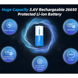 XTAR 26650 6000mAh 3.6V 10A Protected Lithium Ion (Li-ion) Button Top Battery - Boxed