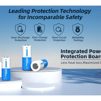 XTAR 26650 6000mAh 3.6V 10A Protected Lithium Ion (Li-ion) Button Top Battery - Boxed