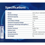 XTAR AAA 1000mAh / 1620mWh 1.5V Rechargeable Protected Lithium-Ion Lithium Nickel Manganese Cobalt Oxide (LiNiCoMnO2) Button Top Battery - Bulk