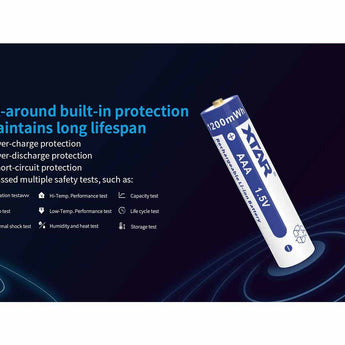XTAR AAA 750mAh / 1200mWh 1.5V Rechargeable Protected Lithium-Ion Lithium Nickel Manganese Cobalt Oxide (LiNiCoMnO2) Button Top Battery - Bulk