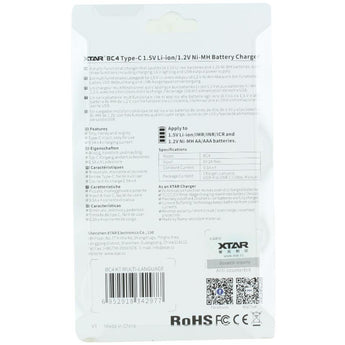 XTAR BC4 4-Bay Smart Charger for NiMH and LI-ion AA and AAAs