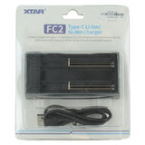 XTAR FC2 2-Channel Smart Charger for Li-ion, Ni-Cd, and NiMH Batteries - Includes Micro-USB Cable