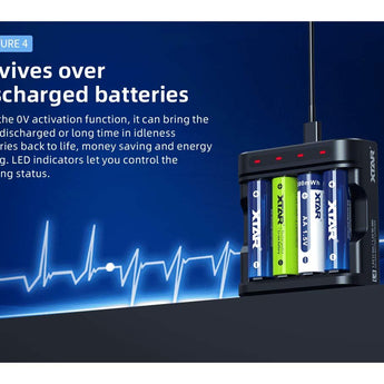 XTAR L4 4-Bay Smart Charger for NiMH and Li-ion AA and AAAs