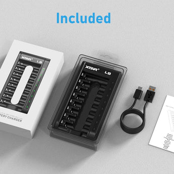 XTAR L8 8-Bay Smart Charger for NiMH and Li-ion AA and AAAs