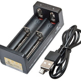 XTAR MC2 2-bay USB Portable Li-ion Battery Charger with Cable - Charges 18650, 18500, 14500, 16340, 26650