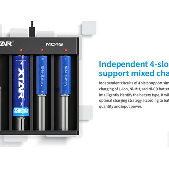 XTAR MC4S 4-Bay Li-ion and NiMH Battery Charger