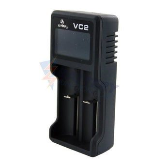 XTAR VC2 2-Bay Smart Battery Charger - LCD Digital Display - Charges 10440, 14500, 14650, 16340, 17500, 17670, 18350, 18500, 18650, 18700, 22650, 25500, 3.6/3.7V Li-ion Batteries