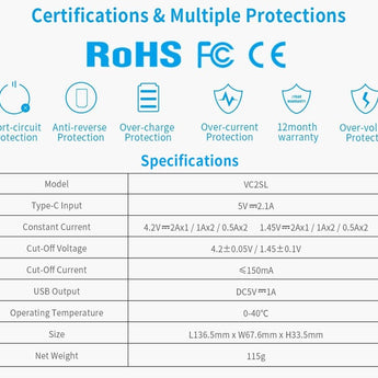 XTAR VC2SL Dual Bay USB Battery Charger Included Charger USB