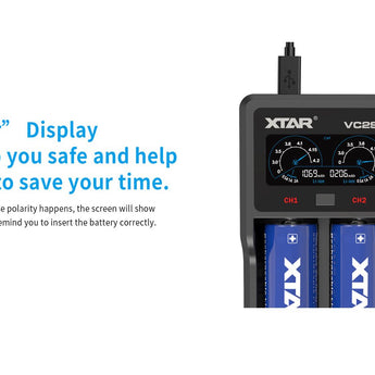 XTAR VC2SL Dual Bay USB Battery Charger Included Charger USB