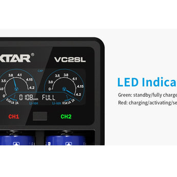 XTAR VC2SL Dual Bay USB Battery Charger Included Charger USB