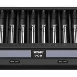 XTAR VC8 8-Channel Smart Charger with LCD Screen for Li-ion, NiMH and NiCd