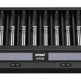 XTAR VC8 8-Channel Smart Charger with LCD Screen for Li-ion, NiMH and NiCd