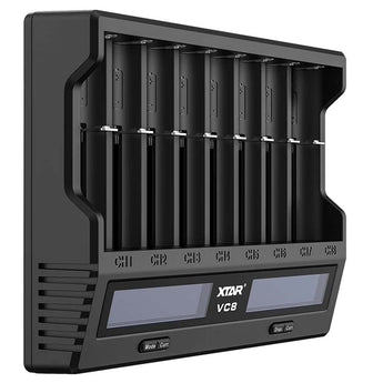 XTAR VC8 8-Channel Smart Charger with LCD Screen for Li-ion, NiMH and NiCd