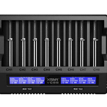 XTAR VC8S 8-Channel Smart Charger with LCD Screen for Li-ion NiMH and NiCd