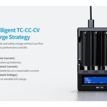 XTAR VC8S 8-Channel Smart Charger with LCD Screen for Li-ion NiMH and NiCd