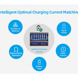 XTAR VC8S 8-Channel Smart Charger with LCD Screen for Li-ion NiMH and NiCd