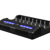 XTAR VC8S 8-Channel Smart Charger with LCD Screen for Li-ion NiMH and NiCd