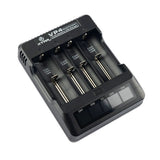 XTAR VP4 4-Bay Smart Battery Charger with LCD Digital Display - Charges 10440, 16340, 14500, 14650, 17670, 18350, 18500, 18650, 18700 or 2x 22650, 25500, and 26650 3.6/3.7V Li-ion Batteries