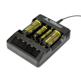 XTAR VP4 4-Bay Smart Battery Charger with LCD Digital Display - Charges 10440, 16340, 14500, 14650, 17670, 18350, 18500, 18650, 18700 or 2x 22650, 25500, and 26650 3.6/3.7V Li-ion Batteries