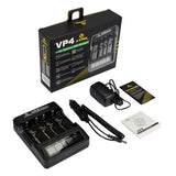 XTAR VP4 4-Bay Smart Battery Charger with LCD Digital Display - Charges 10440, 16340, 14500, 14650, 17670, 18350, 18500, 18650, 18700 or 2x 22650, 25500, and 26650 3.6/3.7V Li-ion Batteries