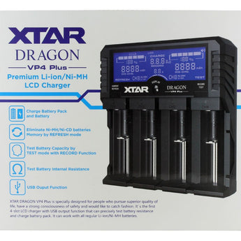 XTAR Dragon VP4 Plus 4 Slot Professional Battery Charger and Tester